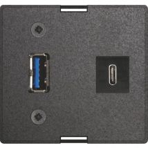 Evoline - Wechselmodul usb c & a + Netzteil passend zu Einbausteckdosen, schwarz