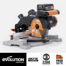 Evolution Power Tools - Evolution Cordless R185CMS-Li Compound Mitre Saw 18v Li-Ion ext Inc Multi-Material Blade (Bare - No Battery & Charger)
