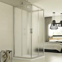 Idralite - Schiebeduschkabine 3-seitig Strukturglas h 198 mod. Evolution Trio 90x120x90 cm