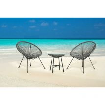 Goa Acapulco Styled Garden Furniture Set Bistro Patio Indoor Outdoor Pebble Grey - Grey - Evre