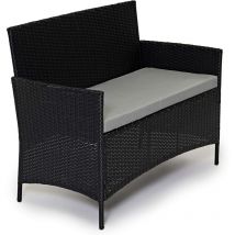 EVRE Black Rattan Garden Furniture Set Patio Conservatory Balcony Indoor Outdoor 4 Seater Piece Glass Top Coffee Table Modular Sofa Loveseat with
