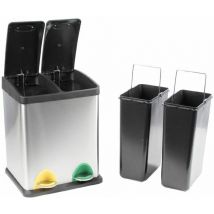Recycling Bin with Lids for Kitchen / 16 Litre Capacity / 2 Compartments Waste Separation (16L (8L+8L)) - Evre