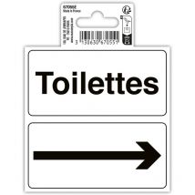 Ref. 67055E - 1 pittogramma adesivo Toilette con freccia - In vinile pvc antiscivolo e resistente ai raggi uv - Dimensioni : 10 x 10 cm Colore : nero