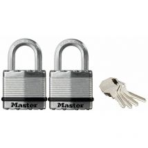 Excell Laminated Steel 45mm Padlock - 24mm Shackle - Keyed Alike x 2 - Master Lock