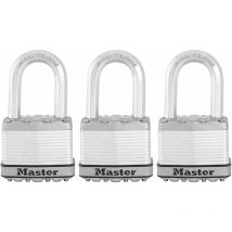 Master Lock - Excell Laminated Steel 50mm Padlock - 38mm Shackle - Keyed Alike x 3 MLKM5TRILF