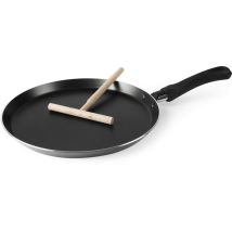 Excelsa Amica Crepiera Con Tiracrepes, Alluminio, Nero, Con Rivestimento Antiaderente, 24 Cm