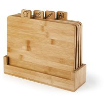 Ecoliving Set 4 Taglieri con Supporto, Legno di Bambù, 28 x 25 cm - Excelsa