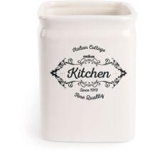 Excelsa Fine Quality Porta Utensili Da Cucina, Ceramica, Bianco Avorio, Dimensioni: 11.5 X 11.5 X 14.7