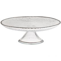 Platinum Alzata Torta, Trasparente/Bordo Argento, 28x28x26 cm - Excelsa