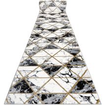 Exclusive emerald Runner 1020 glamour, stylish marble, triangles black / gold 80 cm black 80x830 cm
