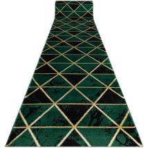 Rugsx - Exclusive emerald Runner 1020 glamour, stylish marble, triangles bottle green / gold 80 cm green 80x530 cm