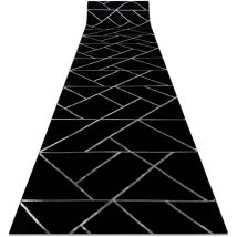 Rugsx - Exclusive emerald Runner 7543 glamour, stylish geometric black / silver 80 cm black 80x790 cm