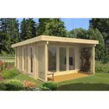 Lasita Maja - Exeter 2-Log Cabin, Wooden Garden Room, Timber Summerhouse, Home Office - L450 x W547 x H241.94 cm