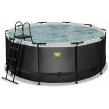Chendyy - exit Black Leather pool 12ft x 48in with sand filter pump - black