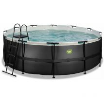 Chendyy - exit Black Leather pool 14ft x 48in with sand filter pump - black