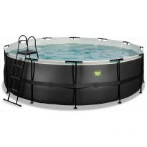Chendyy - exit Black Leather pool 15ft x 48in with sand filter pump - black
