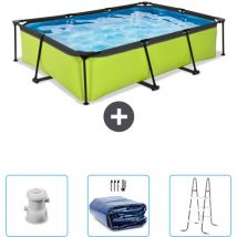 EXIT Rechteckiges Kalkrahmen-Schwimmbecken – 300 x 200 x 65 cm – Inklusive Zubehör CB83