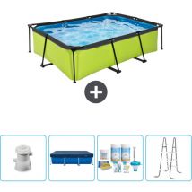 Exit Toys - exit Rechteckiges Schwimmbad mit Kalkrahmen – 220 x 150 x 65 cm – Inklusive Zubehör CB64