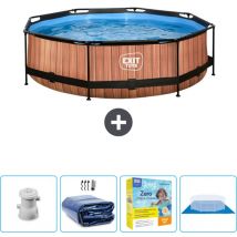 Exit Toys - exit Runder Holzrahmen-Swimmingpool – 300 x 76 cm – Inklusive Zubehör CB22
