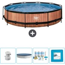 Exit Toys - exit Runder Holzrahmen-Swimmingpool – 360 x 76 cm – Inklusive Zubehör CB16