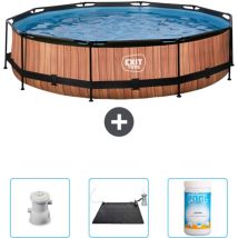 Exit Toys - exit Runder Holzrahmen-Swimmingpool – 360 x 76 cm – Inklusive Zubehör CB92
