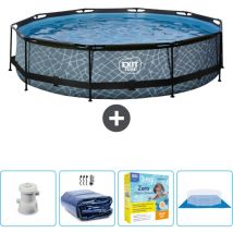 Exit Toys - exit Runder Steinrahmenpool – 360 x 76 cm – Inklusive Zubehör CB22
