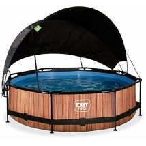 Exit Toys - exit Wood pool 10ft x 30in with filter pump and canopy - brown