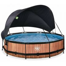 EXIT Wood pool 12ft x 30in with filter pump and canopy - brown