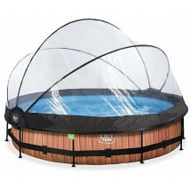 Exit Toys - exit Wood pool 12ft x 30in with filter pump and dome - brown