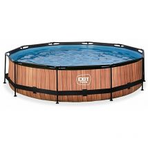 Exit Wood pool 12ft x 30in with filter pump - brown