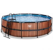 Exit Wood pool 16ft x 48in with sand filter pump - brown