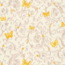 Profhome - Exklusive Luxus Tapete 343253 Vliestapete leicht strukturiert mit Blumen-Muster glitzernd gelb gold creme 7,035 m2
