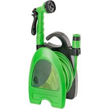 Ersandy - Expandable hose up to 10 meters, reel hose with reel and wall bracket, watering, irrigation, washing and cleaning, 7-jet gun