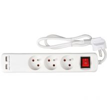 Expert Line - multiprise électrique, prise multiple - multiprises électrique 3 prises + 2 ports usb 5V/MAX 2.1A, multiprise élec