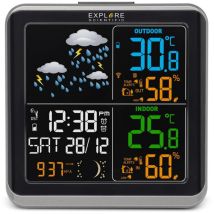 EXPLORE SCIENTIFIC – WSH4008C – Station météo numérique – Thermomètre de jardin – Noir – Type de thermomètre, Largeur, Longueur