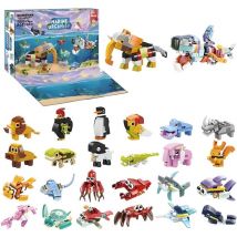Explorer Sea Life Calendrier de l'Avent à assembler, compte à rebours de Noël, ensemble de jouets à collectionner, surprise, vacances, fête