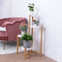Unho - Indoor Corner Bamboo Plant Stand Round Planter Potted Holder End Table Display, 4 Tiers