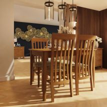 Extending Dining Table Set 1.2m Natural Oak with 4 Dining Chairs - Brown