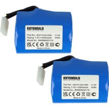 Extensilo - 2x Akku Ersatz für Neato 205-0001, 945-0005, 945-0006, 945-0024 für Elektrowerkzeug, Staubsauger, Saugroboter (6000 mAh, Li-Ion, 7,4 v)