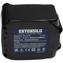 EXTENSILO 2x Replacement Battery compatible with Makita DCL140Z, DA340DRF, DCM501, DCM501Z, DCM501ZAR, DCL140 Power Tools (6000 mAh, Li-ion, 14.4 V)
