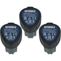 EXTENSILO 3x Akku kompatibel mit Ryobi RCD12011L, RMT12011L, RRS12011L, R12DD-L13S, R12DD-LL13S, RCD12012L Elektrowerkzeug (2500 mAh, Li-Ion, 12 V)