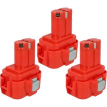 3x Batteries compatible avec Makita 1022DW, 6014DW, 6200D, 6200DW, 6201D, 6201DW outil électrique (3300 mAh, NiMH, 9,6 v) - Extensilo
