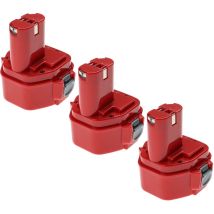 3x Batteries compatible avec Makita 6313D, 6313DA, 6313DWAE, 6271DWPL, 6271DWPLE outil électrique (3300 mAh, NiMH, 12 v) - Extensilo