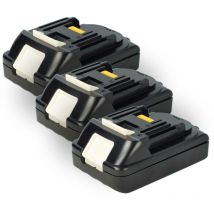 EXTENSILO 3x Batterie compatible avec Makita DUR184LZ, DUR181RT, DUR181Z, DUR182URME, DUR182UZ, DUR184LRT outil électrique (2500 mAh, Li-ion, 18 V)