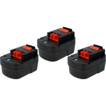 Extensilo - 3x Replacement Battery compatible with Black & Decker EPC12CA, EPC12CABK, EPC12 H1, EPC128 v Power Tools (3300 mAh, NiMH, 12 v)