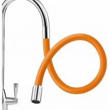 Ontway - Extensión flexible para grifo de 50 cm, color naranja, 1/2' - Grifo giratorio de 360° con boquilla de silicona suave y gruesa para