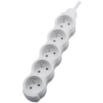 Extension électrique 5 prises - Câble 5m - 250V ac - IP20 - Blanc