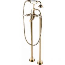 Freistehende-Retro-Armatur Badewanne Zweihebelmischer paddington gold