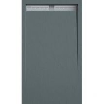 Extra flache Duschwanne arco in Schieferoptik anthrazit 80x140 cm Ablaufschutz in Chrom