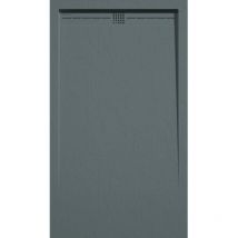 Mirlo - Mineralguss-duschwanne Extra Flach Arco Schieferoptik Anthrazit 70x90 Cm Auslaufschutz In Farbe
